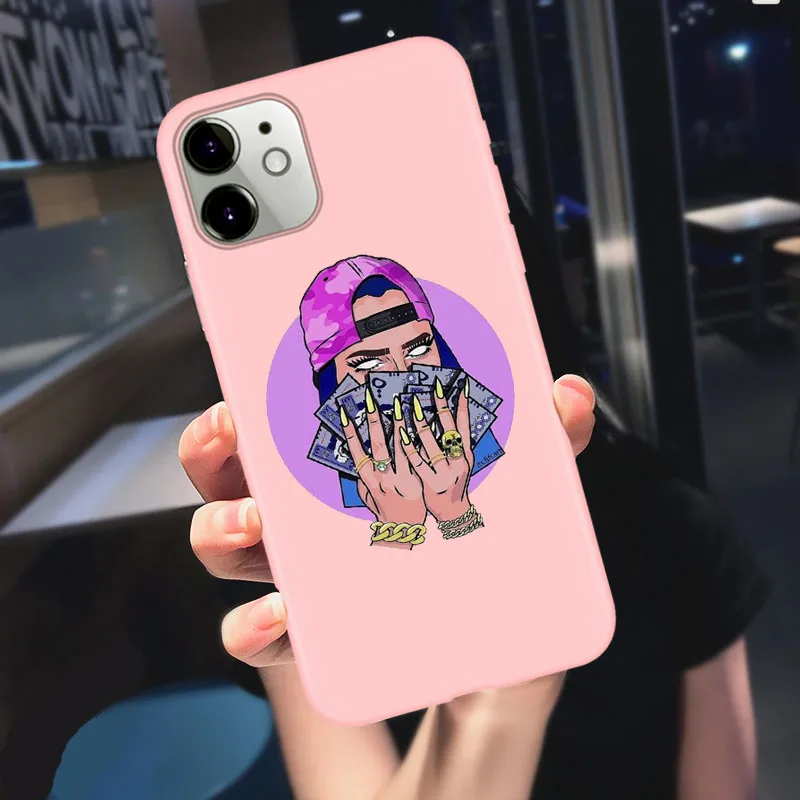 

Fashion Black Girl Make Money Protective Matte Candy Soft Pink Case Cover For iPhone 11 Pro Max 12 Pro Max X XR X SE 6s 7 8 Plus