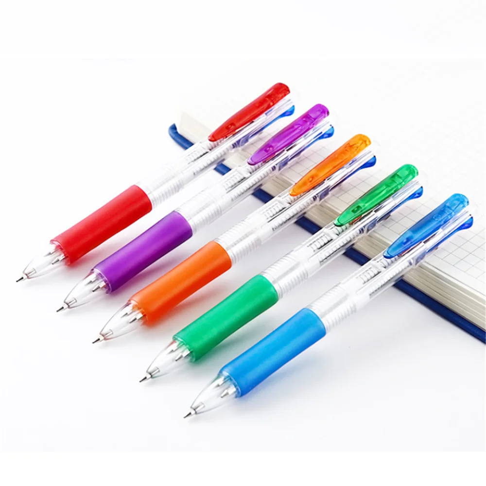 

2pcs Creative Four In One Ballpoint Pens 0.7mm Colorful Ink Signature Pens Cute Stationery School Office Writ Supply 4 Colors