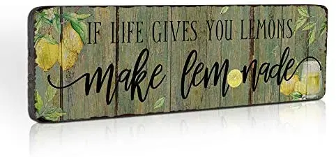 

Wall Decor Signs for Lemon Themed Kitchen Decor Farmhouse Wall Decor Arts Plaque Inspirational Lemon Saying Signs 8 X12Inchs