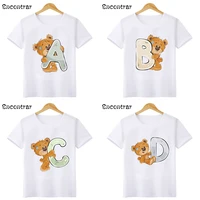 summer 2021 baby girls t shirt cute bear 26 letters print birthday party funny kids t shirts boys clothes children topshkp2479