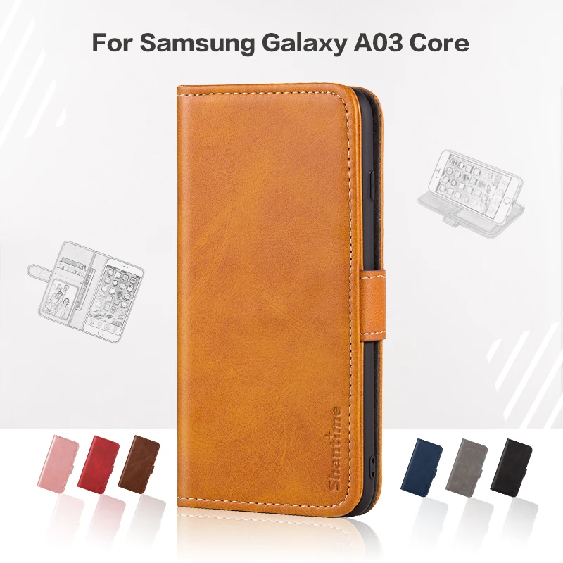 Чехол-книжка для Samsung Galaxy A03 Core деловой кожаный роскошный чехол с магнитом