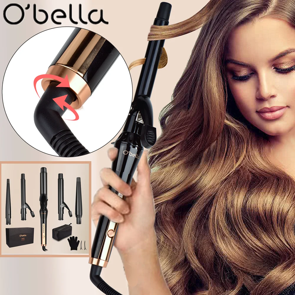 

O'Bella C83 Professional 5-in-1 Curling Iron Wands Bar For Hair Curling Iron Corrugation 9-32mm Rotating Wet & Dry Hair Tools