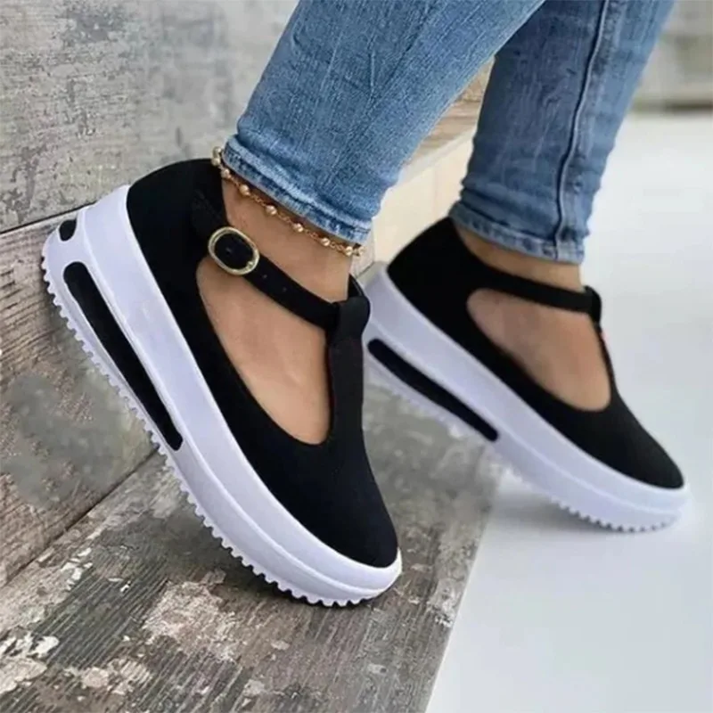 New Arrival Women's Sandals Fashion Casual Style Women's Shoes Women's Wedges Summer Vulcanized Shoes Solid Color Thick Bottom