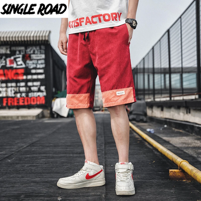 Мужские шорты в стиле хип хоп SingleRoad Японская уличная одежда бермуды с эластичным