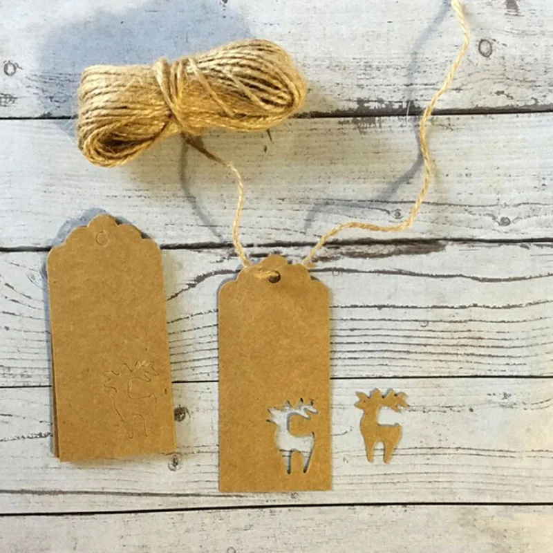 100 шт. рождественский подарок крафт бумага бирки бумажные снежинка лось