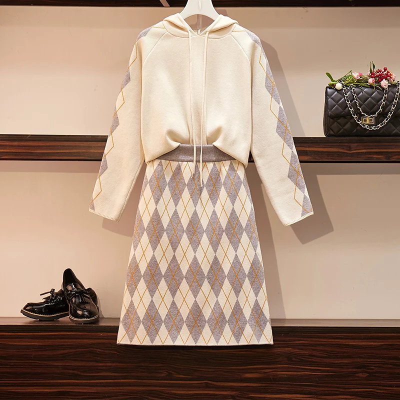 Женская одежда большого размера Осень и зима 2019 новый стиль тонкий костюм