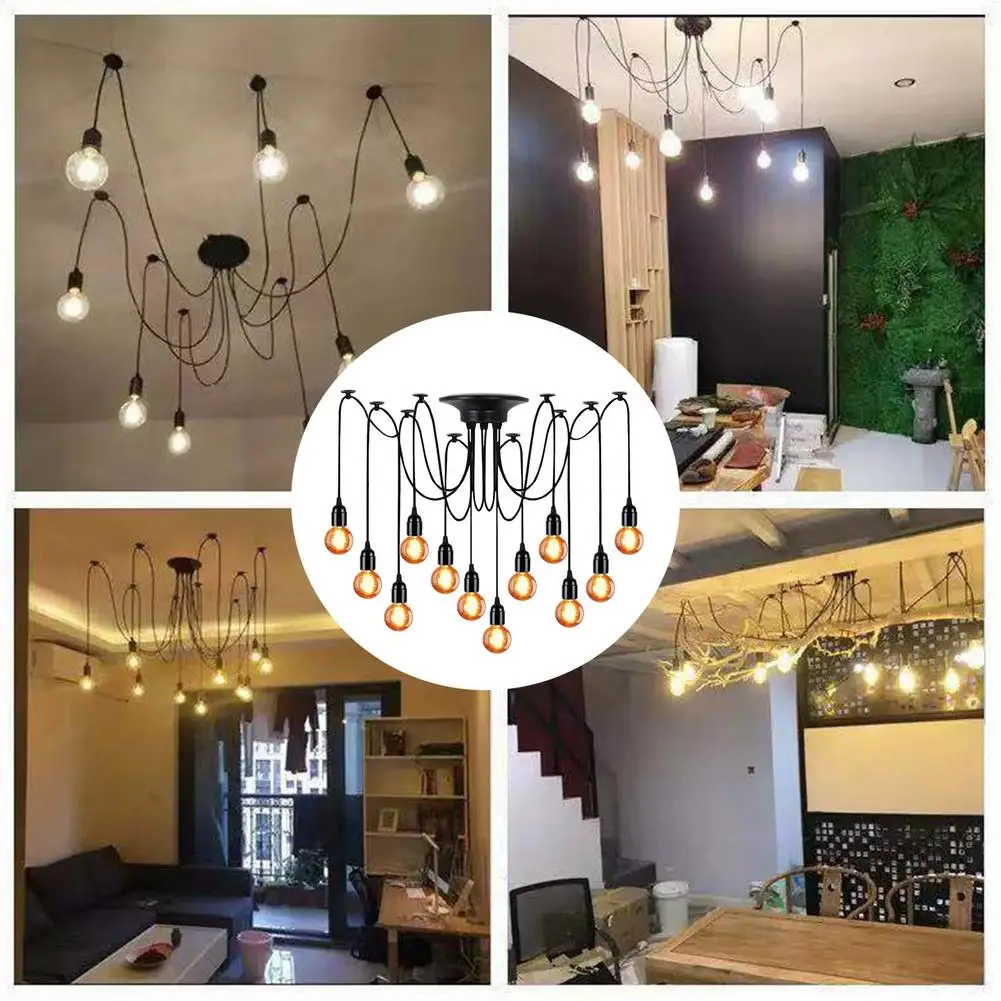 

Vintage DIY Nordic Spider Pendant Lamp Multiple Adjustable Retro Pendant Light Loft Classic Decorative Fixture Lighting Led Home