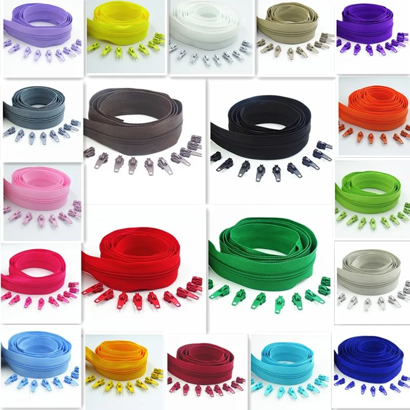 

20 Meters Long Zipper 20 Auto Locking Sliders 5# Nylon Zipper Used For Clothing Handbags