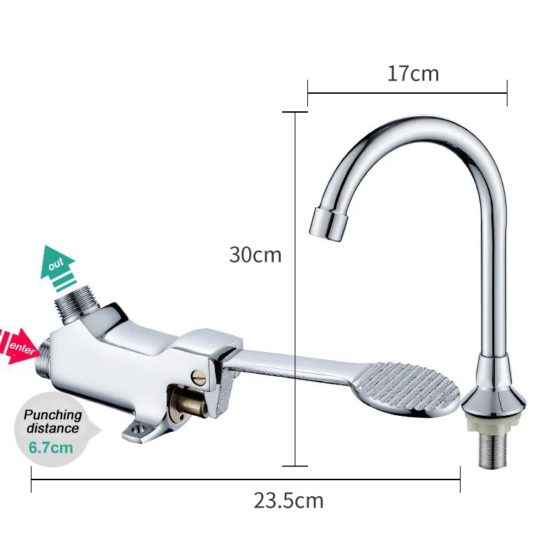 

Durable Switch Control By Floor Foot Pedal Valve Copper Bathroom Basin Faucet Single Cold Tap Hospital Hotel Pedal Water Faucet