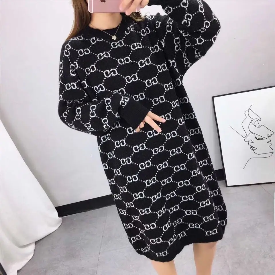 

Women's oversize casual Pullover long sweater 2021 winter autumn loose Pullover letter fashion