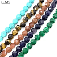 natural stone faceted flower green stone red agate opal round loose beads charm jewelry making diy bracelet necklace accessories