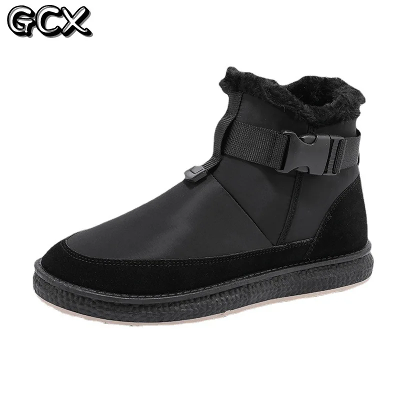 

2021 Men Snow Boots Platform Winter Men's Shoes High-top Anti-skid Waterproof Warm Fleece Cotton Shoes Male Footwear