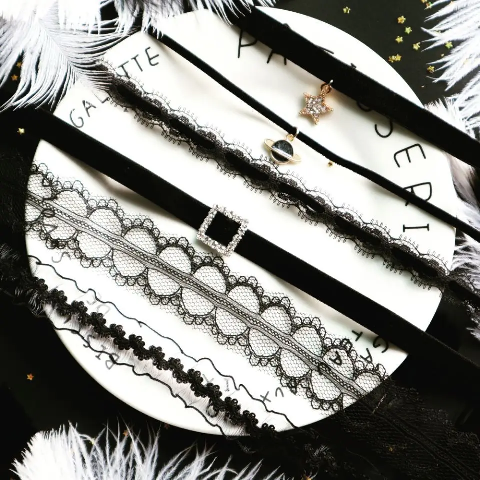 

Новые японские разнообразные черные кружевные подвески в виде звезд для женщин, модные готические украшения на Хэллоуин