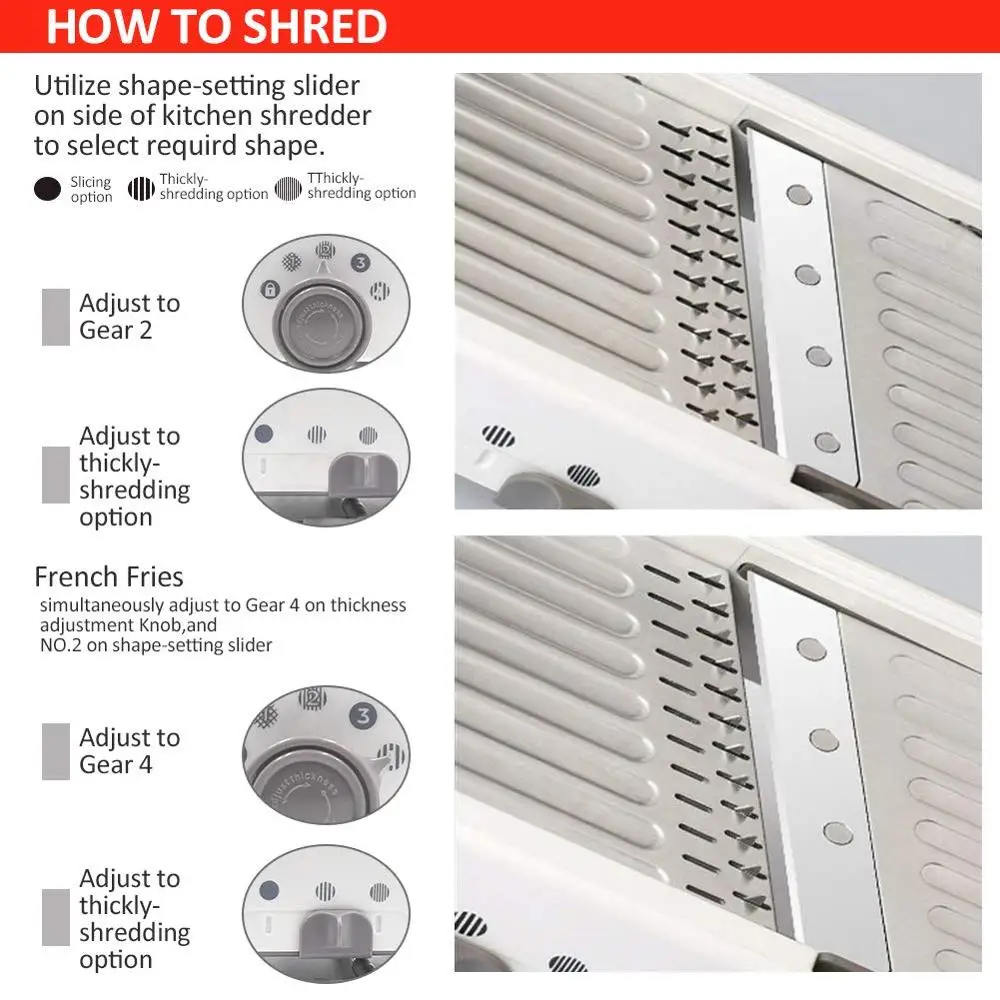 SOWOLL 18 типов Регулируемая мандолина слайсер из нержавеющей стали ручной резак