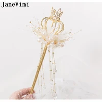 janevini 2020 gold bride scepter luxury pearls rhinestone artificial flower wedding bouquet pageant bridal hand hold flower pink