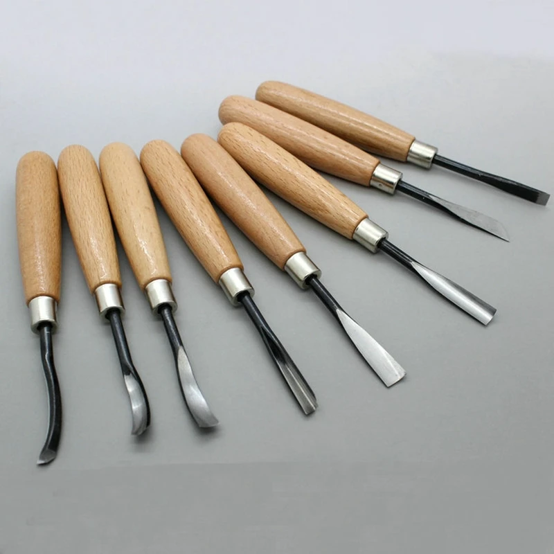 8Pcs Hand Wood Carving Knife Tools Chip Detail Chisel Set Tool For Woodworking | Инструменты