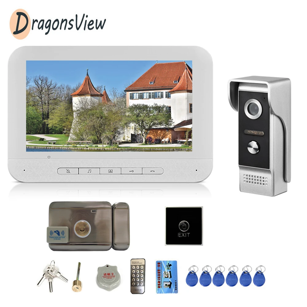 Home Intercom Video Door Phone 7 inch Intercoms Monitor 1000TVL Night Vision Waterproof Doorbell Camera Access Control Unlock