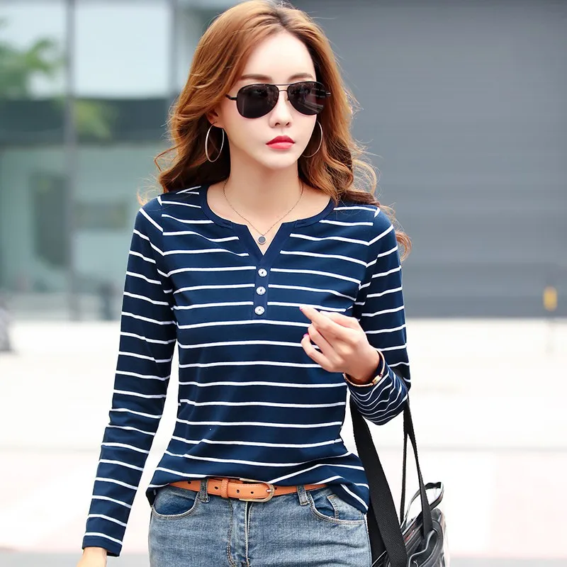 

2021 new fashion slim slimming small shirt V-neck striped plus size fat MM short-sleeved T-shirt one