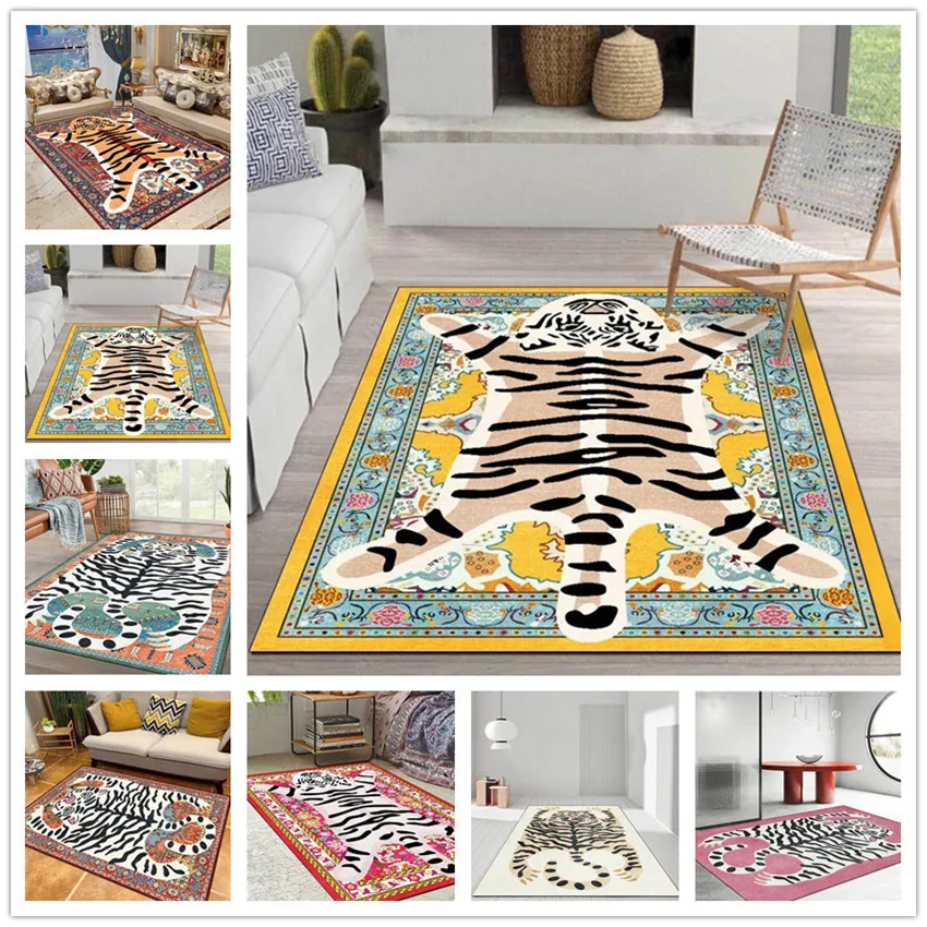 Flannel carpets for living room animal tiger bedroom soft mat home Floor mats christmas decor living room rugs tapis alfombra