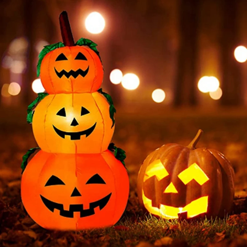 

Halloween Decorations Inflatable Pumpkins -Pumpkin Stack, Outdoor LED Lights Pumpkin for Yard, Front Porch, Lawn-US Plug