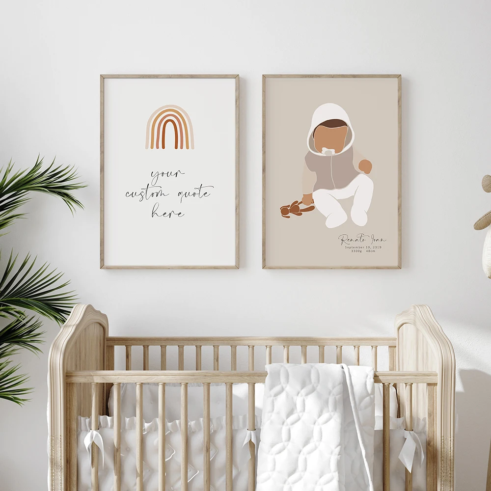 

Boho Poster Custom Newborn Print Canvas Painting Quote Art Print Botanical Kids Room Wall Picture For Living Room Home Decor