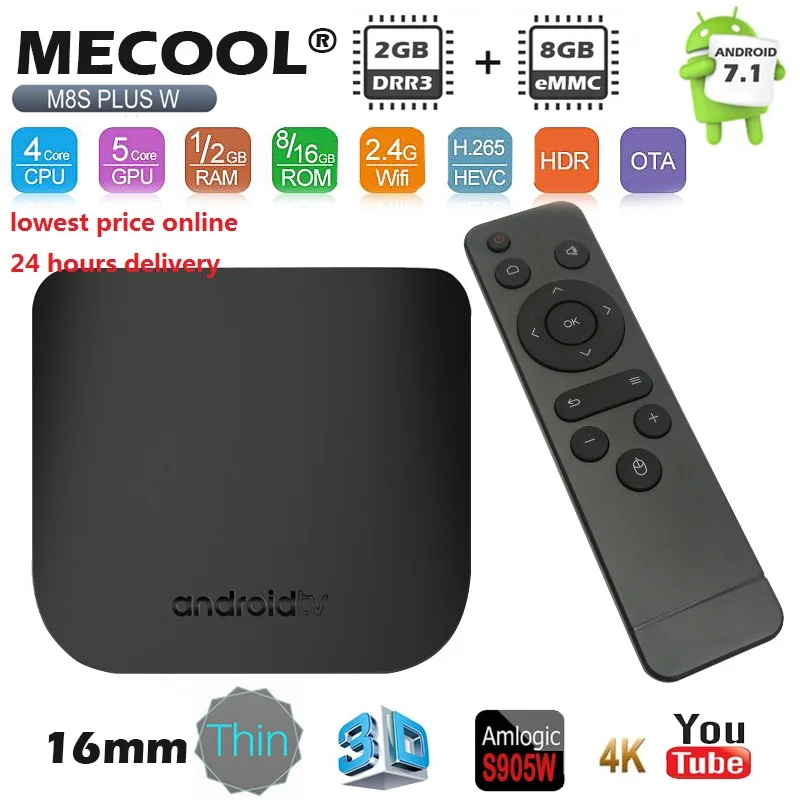ТВ приставка Mecool M8S Plus W Android 7 1 Smart TV Box Amlogic S905W четырехъядерный ГБ 8 Мини WiFi 4K