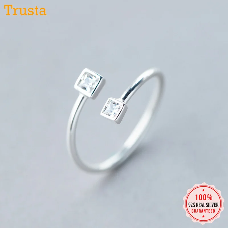 Trusta 925 Solid Real Sterling Silver Fashion Women Rose Silver Moon Opening Rings Size 5 6 7 For Teen Girls Lady's DS1049