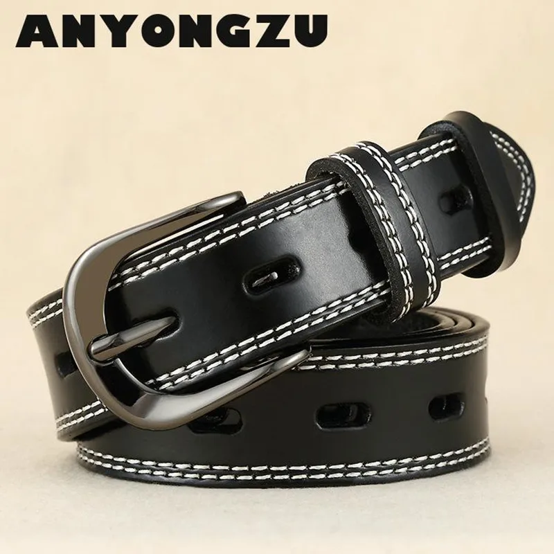 

Women Really cowhide Belt Hollow Leather Needle Buckle Fashionable And Versatile Retro Leisure Decoration Jeans White Black Red