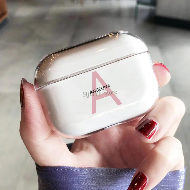 

Customized Initials Monogram Name Earphone Case For Apple Airpods Pro Transparent Protective Shell For Airpods 3 Cover