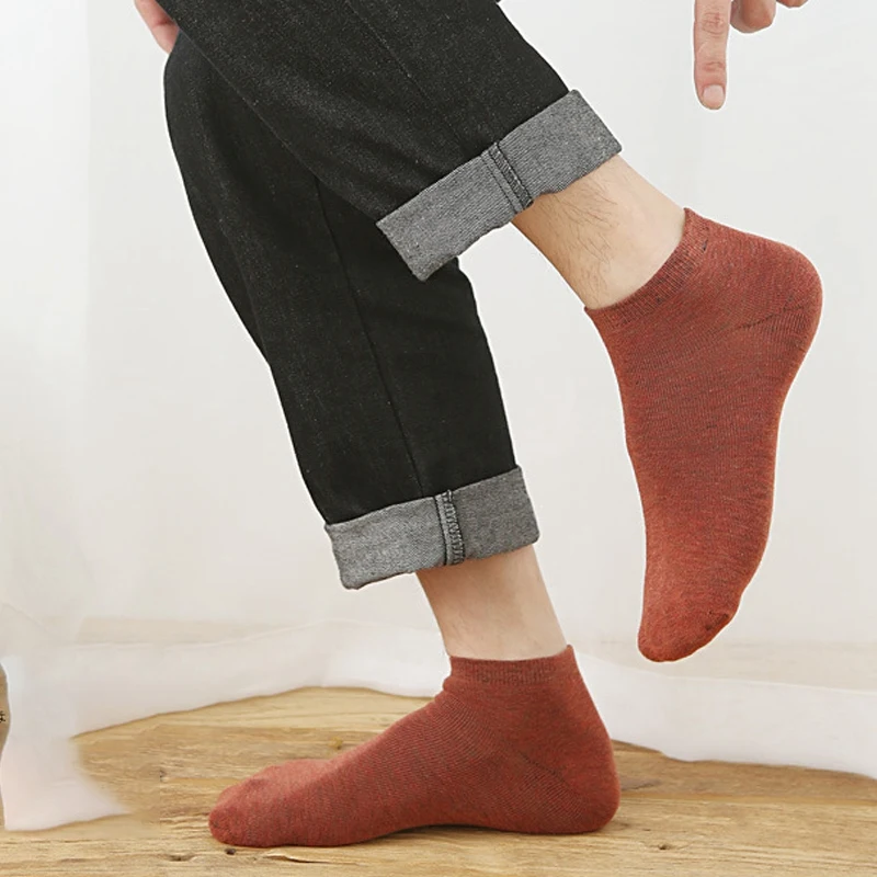 

10 Pair Fashionable Men'S Socks, Casual Breathable Boat Socks, Business Sports Pure Color Socks