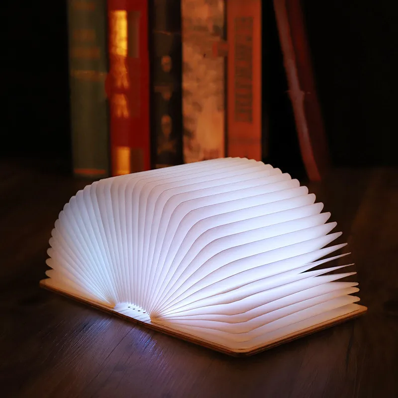 

Reading Good Helper Creative Gift Wooden Bluetooth Music Book Light Cartoon LED Flip Book Light Night Light Table Lamp