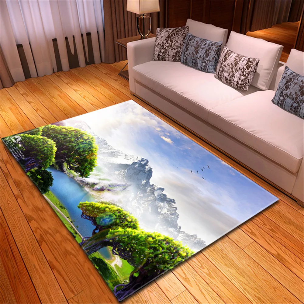 

3D Printed Landscape Sofa Area Rug Bedroom Floor Rug Doormat Flannel Non-slip Children Play Mat Rug Carpet for Living Room