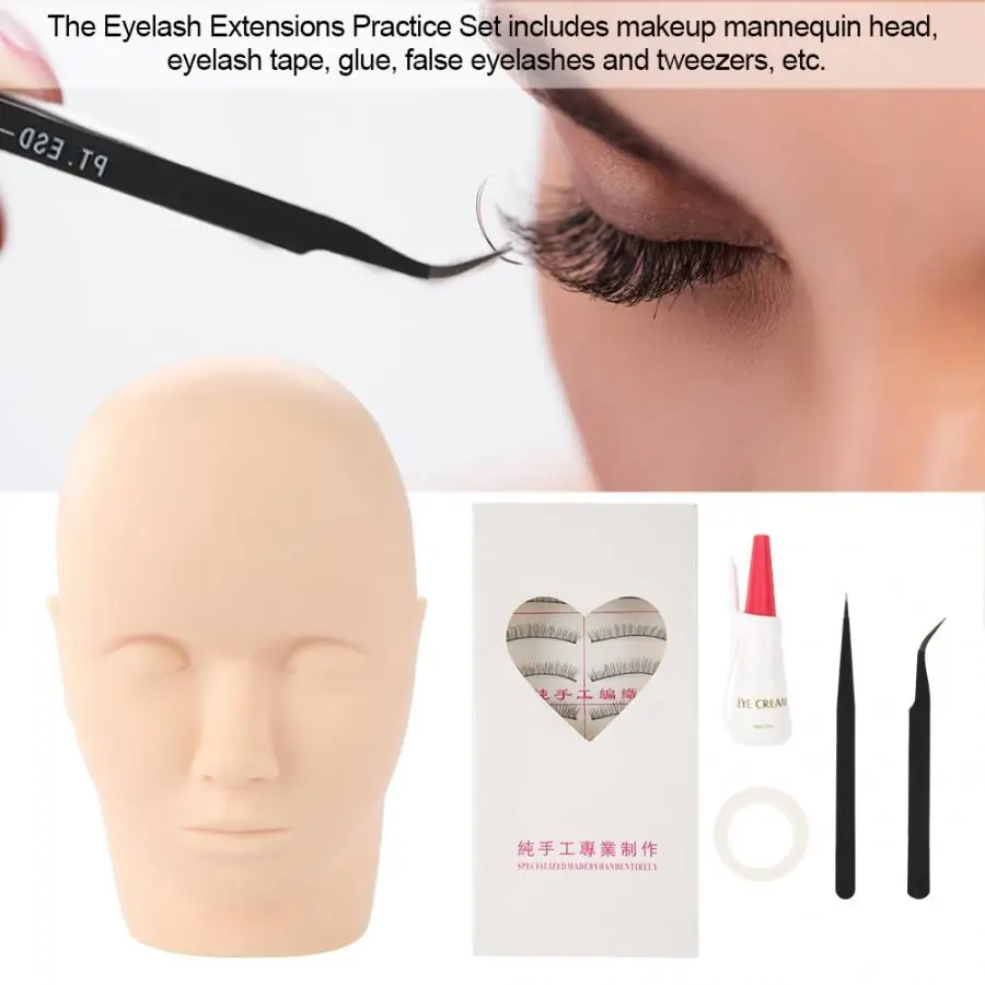 

Mannequin Training Flat Head Make Up Eye Lashes Practice Eyelash Extensions Kit