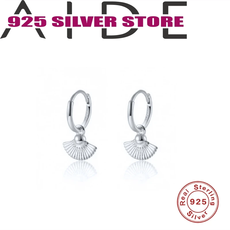 

AIDE 925 Sterling Silver Brincos Hoop Earring For Women Fan Heart Sun Shape Pendientes Boucle Oreille Femme Jewelry For Ladies