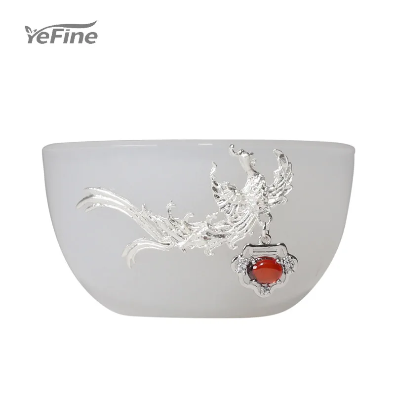 

Чайный сервиз из белого фарфора с серебряным драконом и Фениксом YeFine