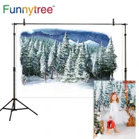 funnytree photography backdrop white snow pine trees winter wonderland landscape christmas decorations background photophone