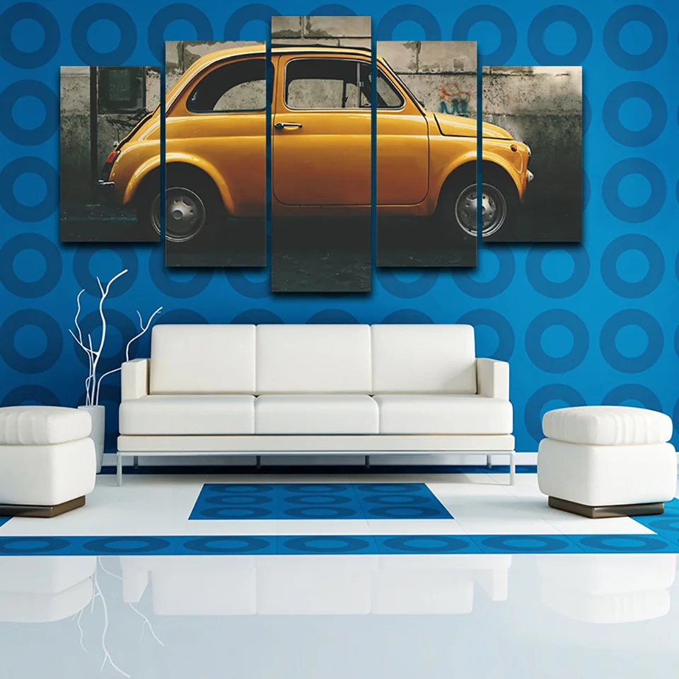 5 панельных желтых старых винтажных автомобильных рамок современные HD печатные