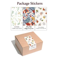 50 pack package stickers for small business gift box leaf rectangle seal label adhensive this package is happy to see you too