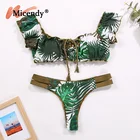 Купальник-бикини женский с оборками, пикантный бандажный купальник с чашками пуш-ап, бразильский микро-купальник, лето