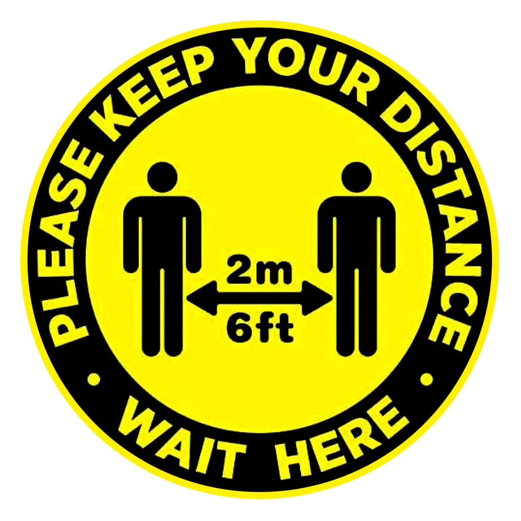 Ground sign Isolated label 30CM diameter Please Keep Wait Here Stand 6ft in Between Distance Marker Floor Z0506 | Дом и сад