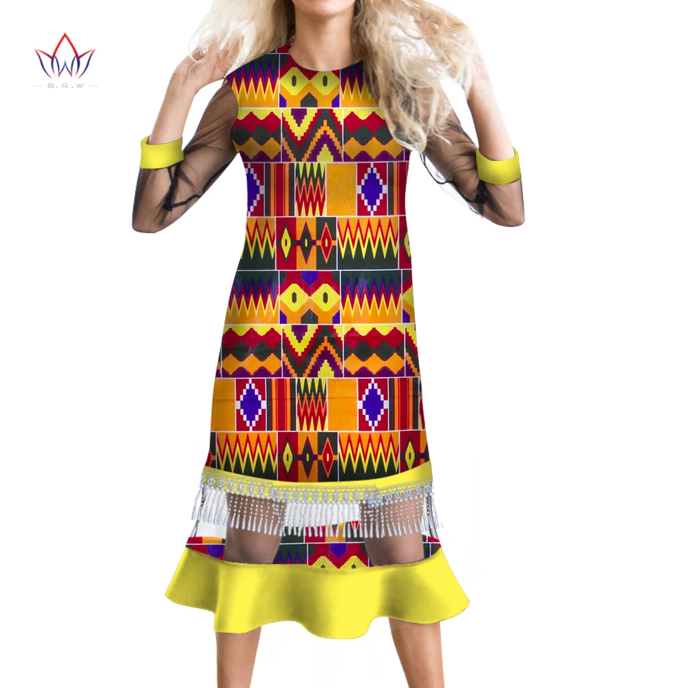 

summer traditional african clothing women africain Vintage Dress africa wear dashiki three quarter sleeve party Vestidos WY4850