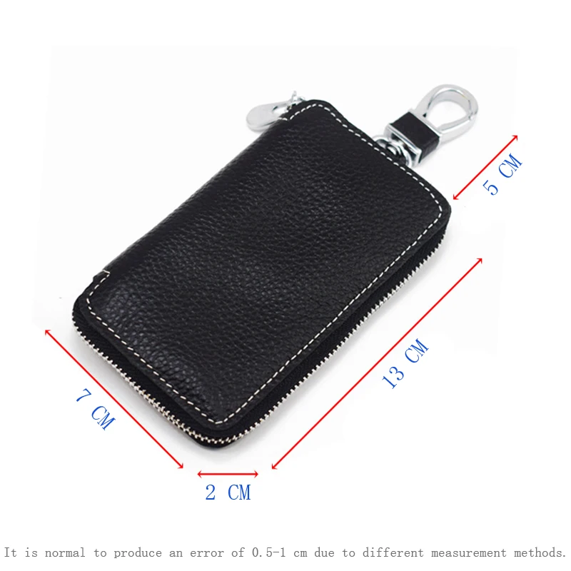 Genuine Leather Key Wallet Men Keychain Holder Pouch Purse Zipper Designer Car Key Case Multifunction Door Keys Housekeeper Bag