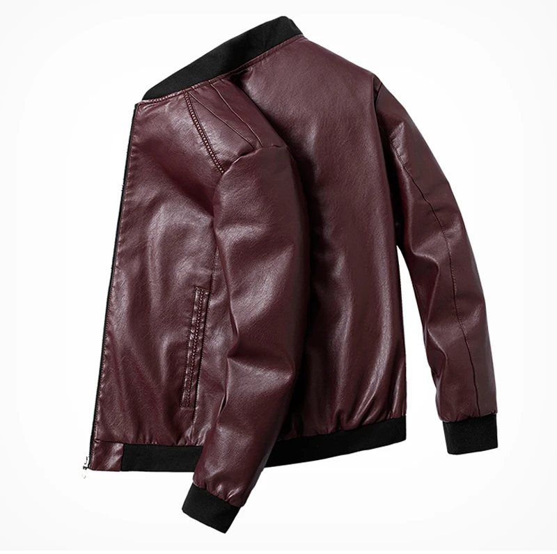 Куртка мужская кожаная на молнии мотоциклетная велосипедная верхняя одежда из