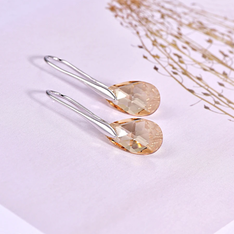 Серьги-капли воды для женщин новые модные Кристаллы от SWAROVSKI серебряный цвет кулон серьги-капельки с имитацией листьев ювелирные изделия подарок для девочки