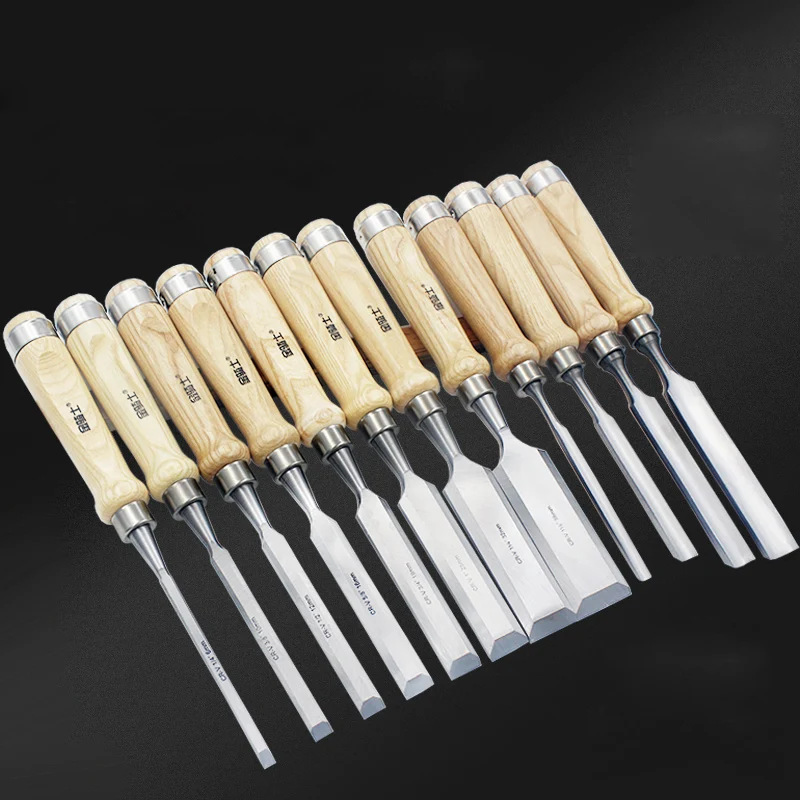 

Manual Wood Carving CR-V Chisel Hand Tool Set Carpenters 6/10/16/19/25mm Woodworking Carving Chisel DIY Working Tool Kit