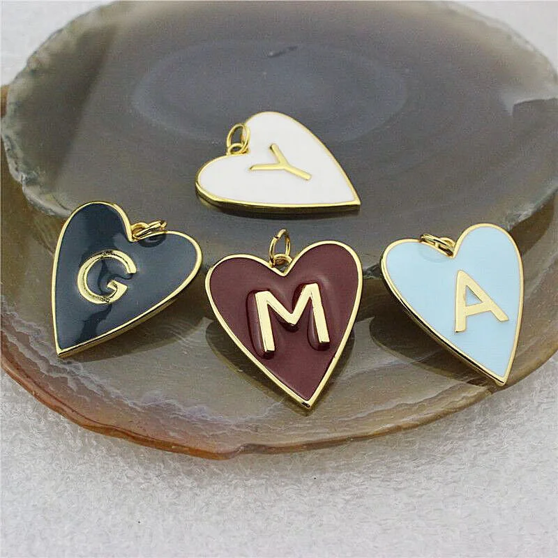 Модный разноцветный эмалированный кулон в форме сердца 24*26 мм 20 шт./лот с надписью