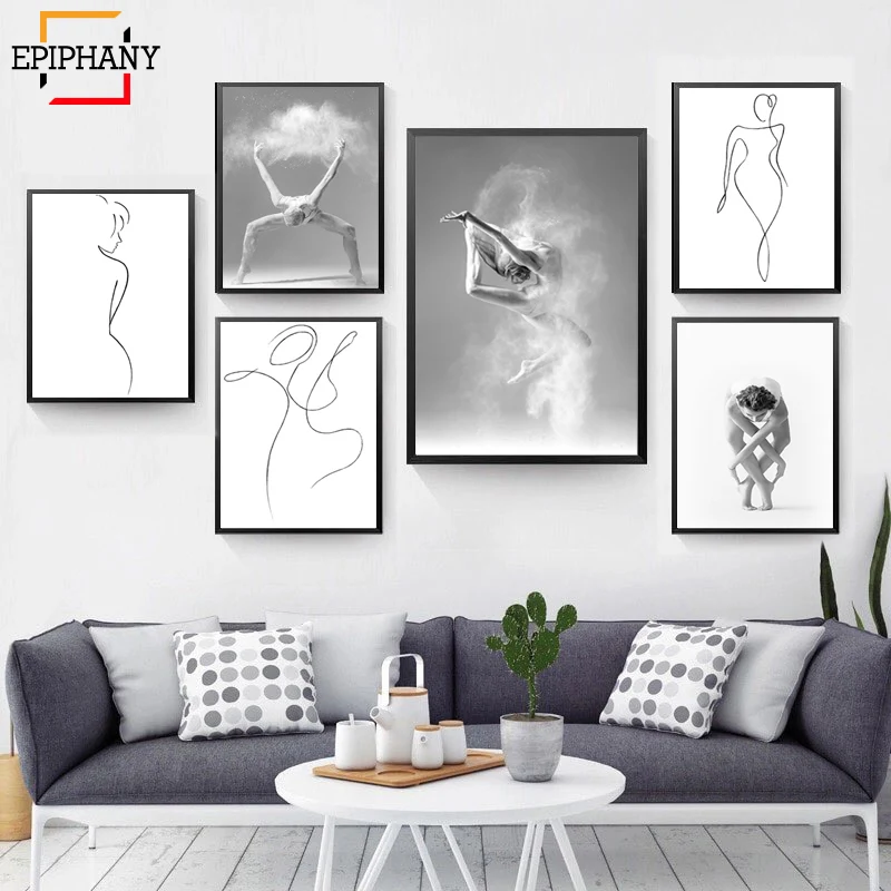 Современные настенные художественные картины на холсте черно белые балетные для