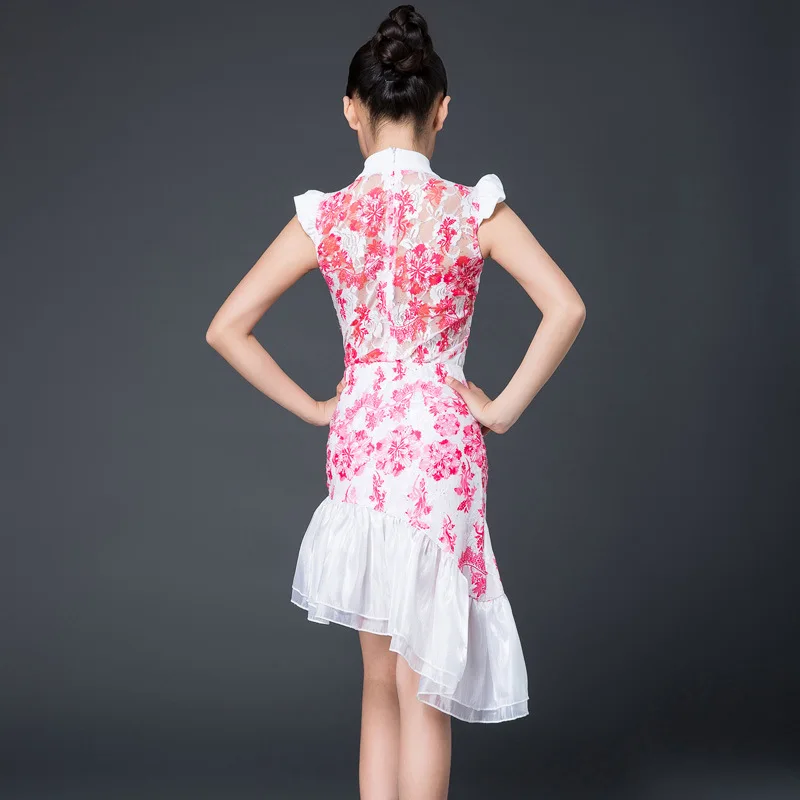 Новинка детское платье для латиноамериканских танцев кружевное