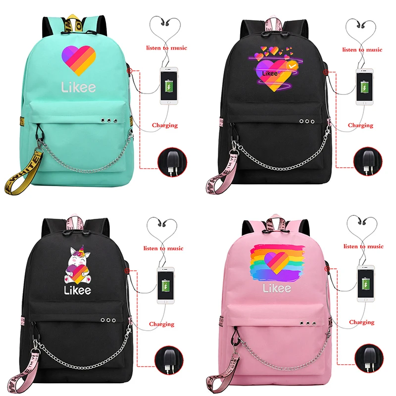 

Рюкзак LIKEE с USB-зарядкой для девочек и мальчиков, повседневная школьная сумка, модный дорожный ранец, Детские мешки для книг с мультяшным рис...