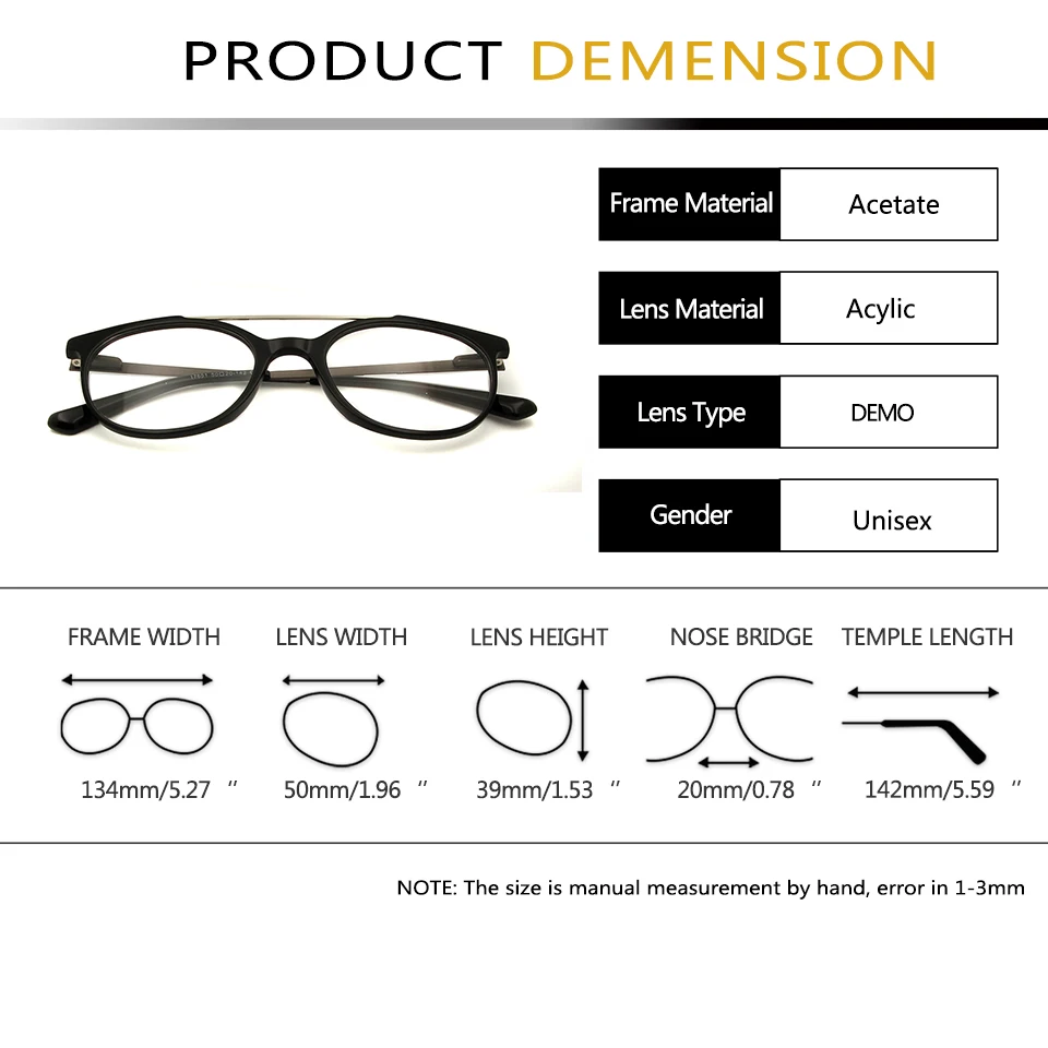 

Men'S Acetate Clear Frame Glasses Transparent Glasses Frame Round Eye Glasses For Women Men Opictal Myopia Prescription Frames